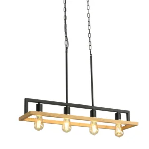 E27 farmhouse Rectangle Island wooden metal Kitchen light  Pendant lighting
